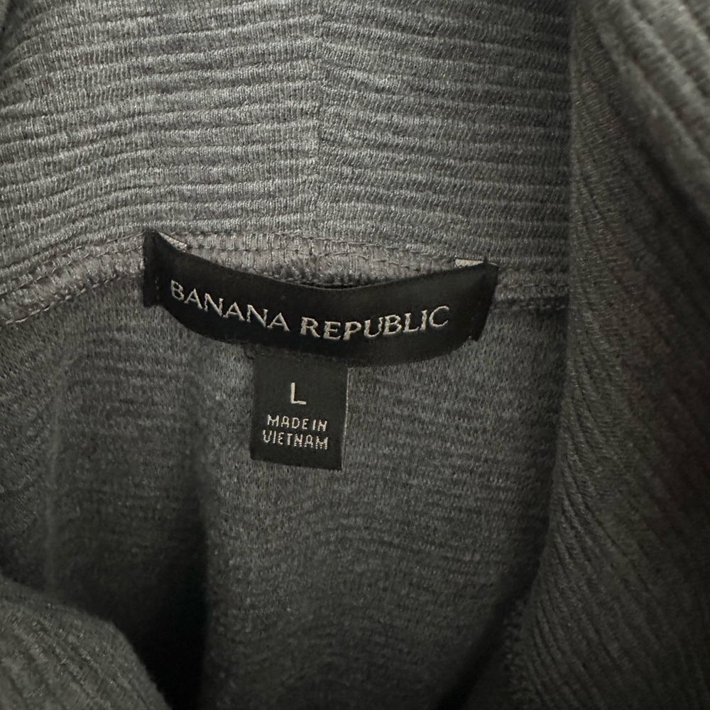 Banana Republic Sleeveless Turtleneck Ribbed Midi Dress Side Slit Zipper Grey LG - Picture 7 of 12